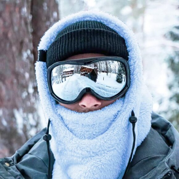 Women's Balaclava Wind-Resistant Winter Face Mask Fleece Ski Mask Hat Sky Blue - Picture 4 of 6